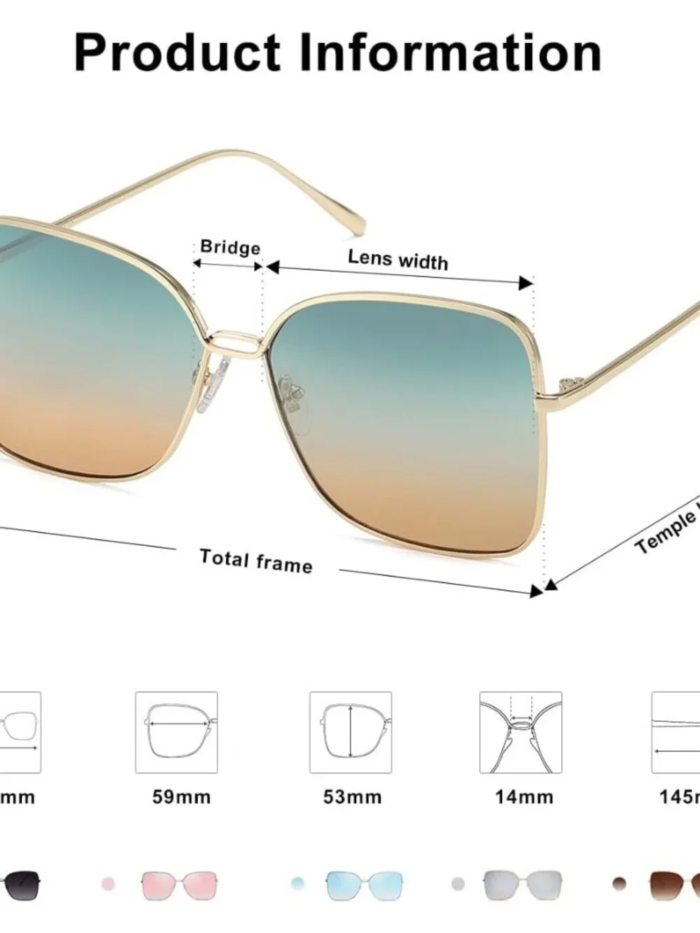 Lightweight Trendy Oversized Square Shades with UV400 Protection - Adult Size